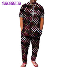 Load image into Gallery viewer, African Men Clothes Short Sleeve Dashiki Shirt and Long Pants Set Traditional Men Suits