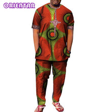 Load image into Gallery viewer, African Men Clothes Short Sleeve Dashiki Shirt and Long Pants Set Traditional Men Suits