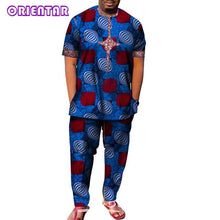 Load image into Gallery viewer, African Men Clothes Short Sleeve Dashiki Shirt and Long Pants Set Traditional Men Suits