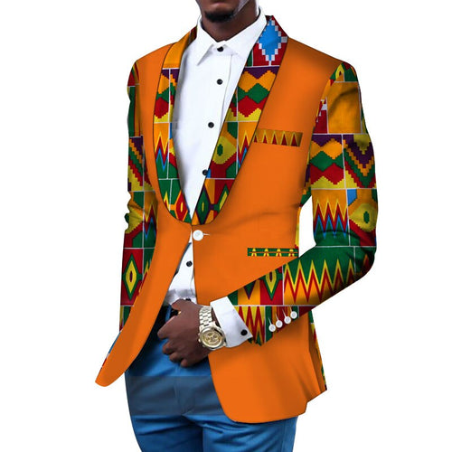 Blazer Slim Fit Suit Jacket African Men Clothes Wedding Ankara