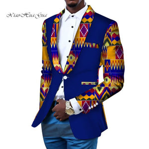 Blazer Slim Fit Suit Jacket African Men Clothes Wedding Ankara