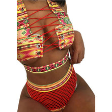 Load image into Gallery viewer, Bikini Swimsuit Sexy Bandeau Push Up African Print Thong Lace Up Swimwear Bathing Suit Women 2 Pieces Bikinis Set