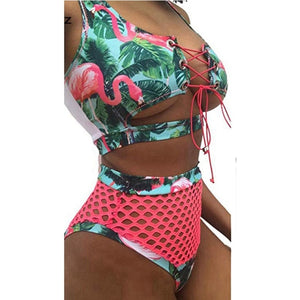 Bikini Swimsuit Sexy Bandeau Push Up African Print Thong Lace Up Swimwear Bathing Suit Women 2 Pieces Bikinis Set