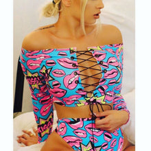 Load image into Gallery viewer, Bikini Swimsuit Sexy Bandeau Push Up African Print Thong Lace Up Swimwear Bathing Suit Women 2 Pieces Bikinis Set