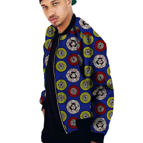 African Fashion Men's Baseball Bomber Jacket Ankara Dashiki Print Male