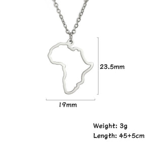 African Map Pendant Necklace For Women Stainless Steel Chain Jewellry