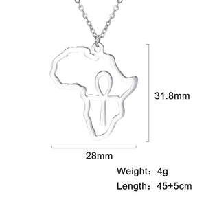 African Map Pendant Necklace For Women Stainless Steel Chain Jewellry