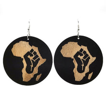 Load image into Gallery viewer, Map Shape Wooden Earrings For Women African Style Dangler Jewellry Accessories