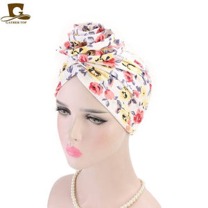 Women Turban Hat Bohemia Style Flower Hijab Beanie Hair Accessories Headscarf Cap Hair Loss