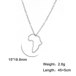 African Map Pendant Necklace For Women Stainless Steel Chain Jewellry