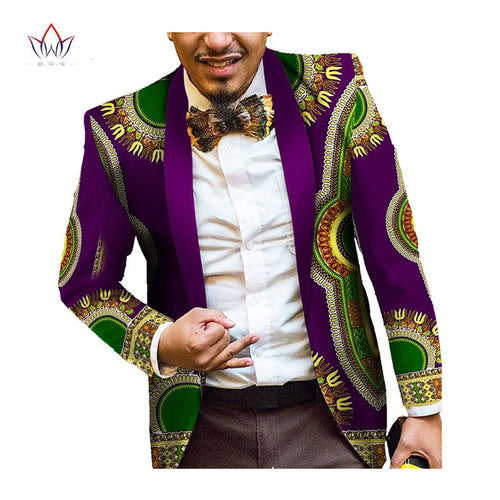Men African Clothes Print Blazer Jackets Long Sleeve Ankara Fashion