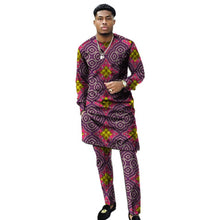 Load image into Gallery viewer, African Clothing Men&#39;s Print Set Shirt With Trouser Patchwork Ankara Pant Wedding Wear Male Formal Outfits