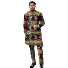 Load image into Gallery viewer, African Clothing Men&#39;s Print Set Shirt With Trouser Patchwork Ankara Pant Wedding Wear Male Formal Outfits