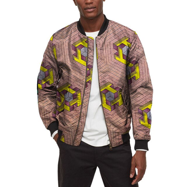 African Print Mens Bomber Jackets Street Styled Coat Dashiki
