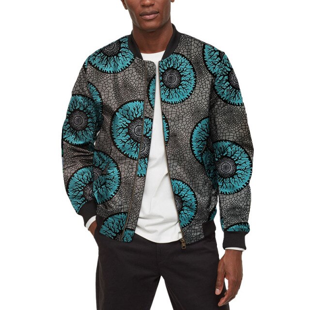 African Print Mens Bomber Jackets Street Styled Coat Dashiki Pattern Tailor-Made