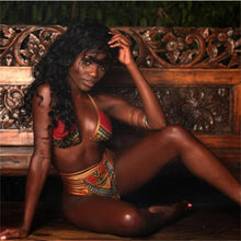 Load image into Gallery viewer, African Print Two-Pieces Bath Suits Bikini Set Sexy Geometric Swimwear Swimsuit