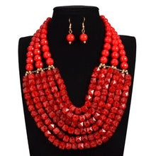 Load image into Gallery viewer, Handmade Braid Jewellry Sets Fashion Necklace For Women Nigeria Bridal Wedding African Beads - Chocolate Boy Ltd