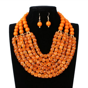 Handmade Braid Jewellry Sets Fashion Necklace For Women Nigeria Bridal Wedding African Beads - Chocolate Boy Ltd