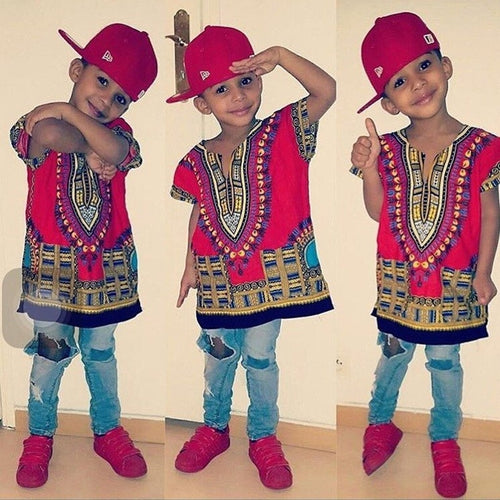 Wholesale Kids 2019 Child New Fashion Design Traditional African Clothing Print Dashiki - Chocolate Boy Ltd