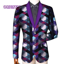 Load image into Gallery viewer, Traditional Men African Clothes Business Suit Coat African Print Slim Fit Jacket Blazer Long Sleeve - Chocolate Boy Ltd