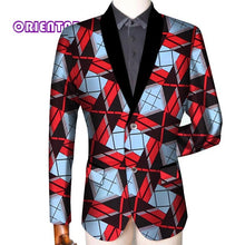 Load image into Gallery viewer, Traditional Men African Clothes Business Suit Coat African Print Slim Fit Jacket Blazer Long Sleeve - Chocolate Boy Ltd