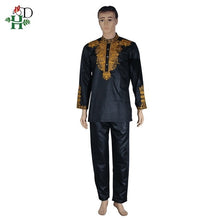 Load image into Gallery viewer, Dashiki Men&#39;s Blue 2 Piece Outfit African Clothes Dashiki Shirt With Trouser - Chocolate Boy Ltd