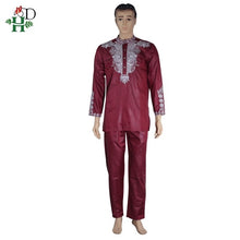 Load image into Gallery viewer, Dashiki Men&#39;s Blue 2 Piece Outfit African Clothes Dashiki Shirt With Trouser - Chocolate Boy Ltd