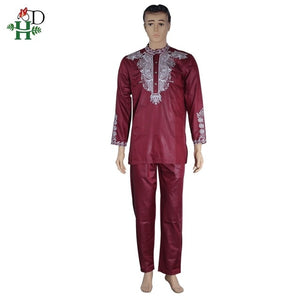 Dashiki Men's Blue 2 Piece Outfit African Clothes Dashiki Shirt With Trouser - Chocolate Boy Ltd