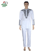 Load image into Gallery viewer, Dashiki Men&#39;s Blue 2 Piece Outfit African Clothes Dashiki Shirt With Trouser - Chocolate Boy Ltd