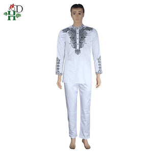 Dashiki Men's Blue 2 Piece Outfit African Clothes Dashiki Shirt With Trouser - Chocolate Boy Ltd