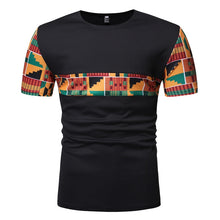 Load image into Gallery viewer, Black Patchwork African Dashiki T Shirt Men Short Sleeve African Clothes Streetwear Casual - Chocolate Boy Ltd
