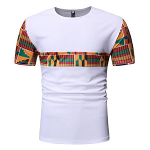 Black Patchwork African Dashiki T Shirt Men Short Sleeve African Clothes Streetwear Casual - Chocolate Boy Ltd