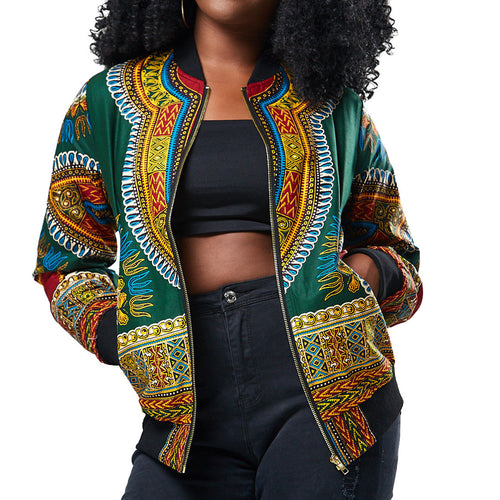 African Print Jacket Women Dashiki Long Sleeve Casual Jacket - Chocolate Boy Ltd