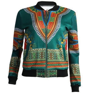 African Print Jacket Women Dashiki Long Sleeve Casual Jacket - Chocolate Boy Ltd