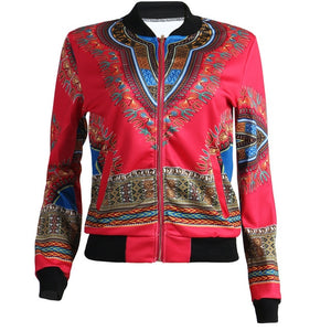 African Print Jacket Women Dashiki Long Sleeve Casual Jacket - Chocolate Boy Ltd