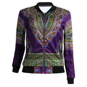 African Print Jacket Women Dashiki Long Sleeve Casual Jacket - Chocolate Boy Ltd